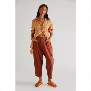 Free People Boho Oversized Rust Color Bay to Breakers Destroyed Cargo Pants M